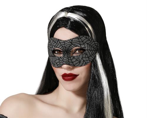 MASCHERINA ARGENTO CON RAGNATELA NERA