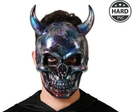 MASCHERA SCHELETRO CON CORNA METALLIZZATA