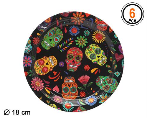 PIATTI IN CARTONCINO MORTE MESSICANA 18CM 6PZ