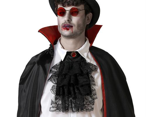 SET VAMPIRO JABOT NERO E OCCHIALI ROSSI