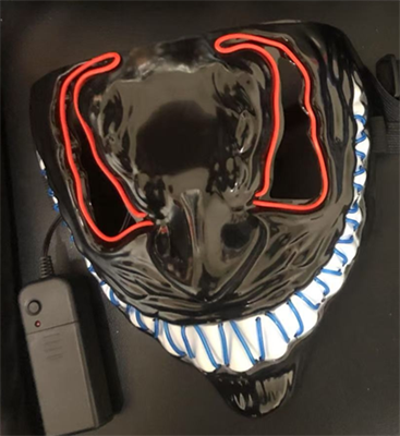 MASCHERA LED FANTASMA SORRIDENTE BLU E ROSSA