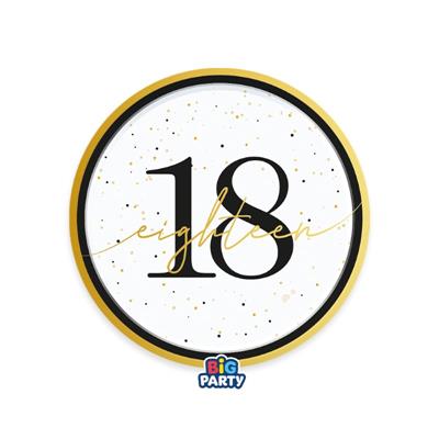 PIATTI 18 ANNI ORO E NERO 18CM 6PZ