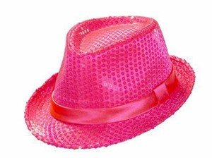 CAPPELLO NEON FLUO ROSA CON PAILLETTES
