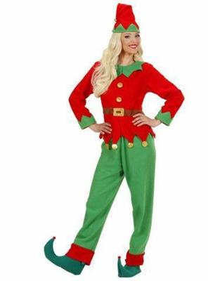 COSTUME ELFO DONNA AIUTANTE BAB NATALE VESTITO TAGLIA S