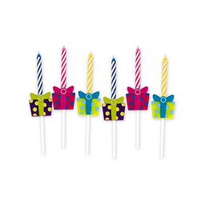 PORTACANDELINE PACCO REGALO + 6 CANDELINE 7CM 6PZ