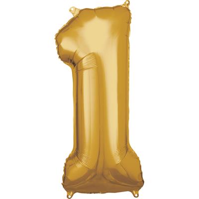 PALLONCINO IN MYLAR ORO NUMERO 1 86CM