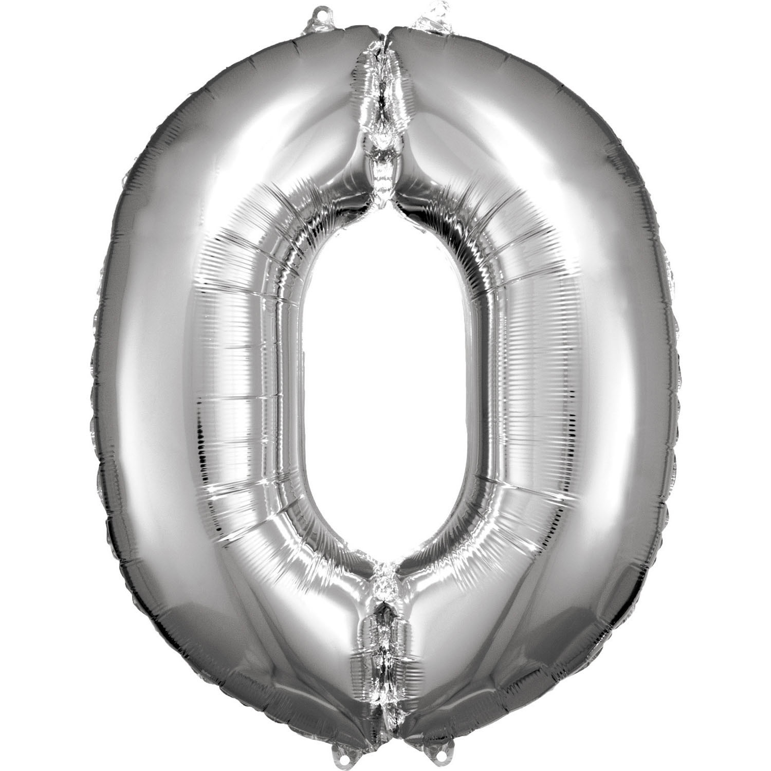 PALLONCINO IN MYLAR ARGENTO NUMERO 0 86CM - 0 ZERO - La Fabbrica delle Feste