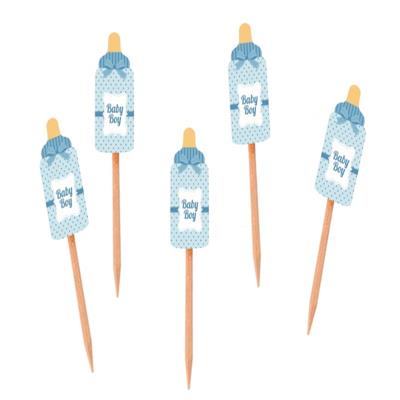 STUZZICADENTI SAGOMATI BIBERON AZZURRO 4,5X6,5 CM 25PZ