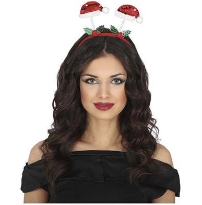 CERCHIETTO CON CAPPELLINI ROSSO CON PAILETTES