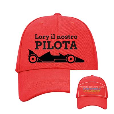 Cappellino rosso con visiera personalizzato 1 colore