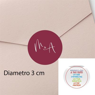 Adesivi personalizzati tondo diametro 3 cm 100pz