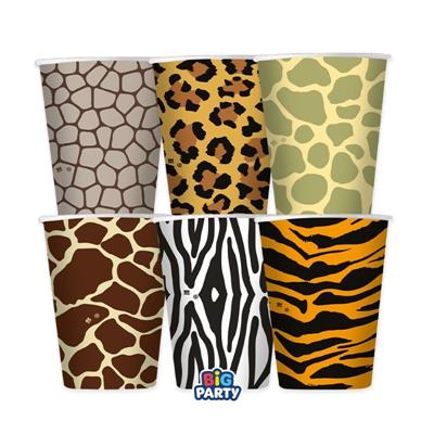 BICCHIERI IN CARTONCINO ANIMALIER 250ML 6PZ