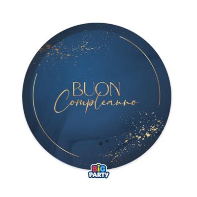 PIATTI IN CARTONCINO BUON COMPLEANNO NAVY 18CM 6PZ