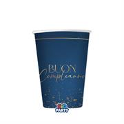 BICCHIERI IN CARTONCINO BUON COMPLEANNO NAVY 250ML 6PZ