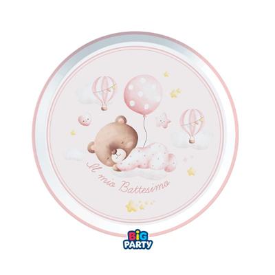 PIATTI IN CARTONCINO BABY ORSETTO ROSA 18CM 6PZ