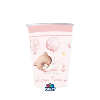 BICCHIERI IN CARTONCINO  BABY ORSETTO ROSA  250ML 6PZ