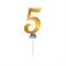 MINI CAKE TOPPER IN CARTA ORO METAL NUMERO 5