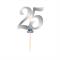 MINI CAKE TOPPER IN CARTA SILVER METAL NUMERO 25