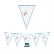 FESTONE BANDIERINE IN CARTA BABY ORSETTO AZZURRO  300X30CM