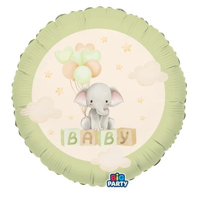 PALLONCINO IN MYLAR TONDO BABY ELEPHANT 45CM