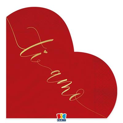 TOVAGLIOLI A CUORE TI AMO GOLD 33X33CM 16PZ